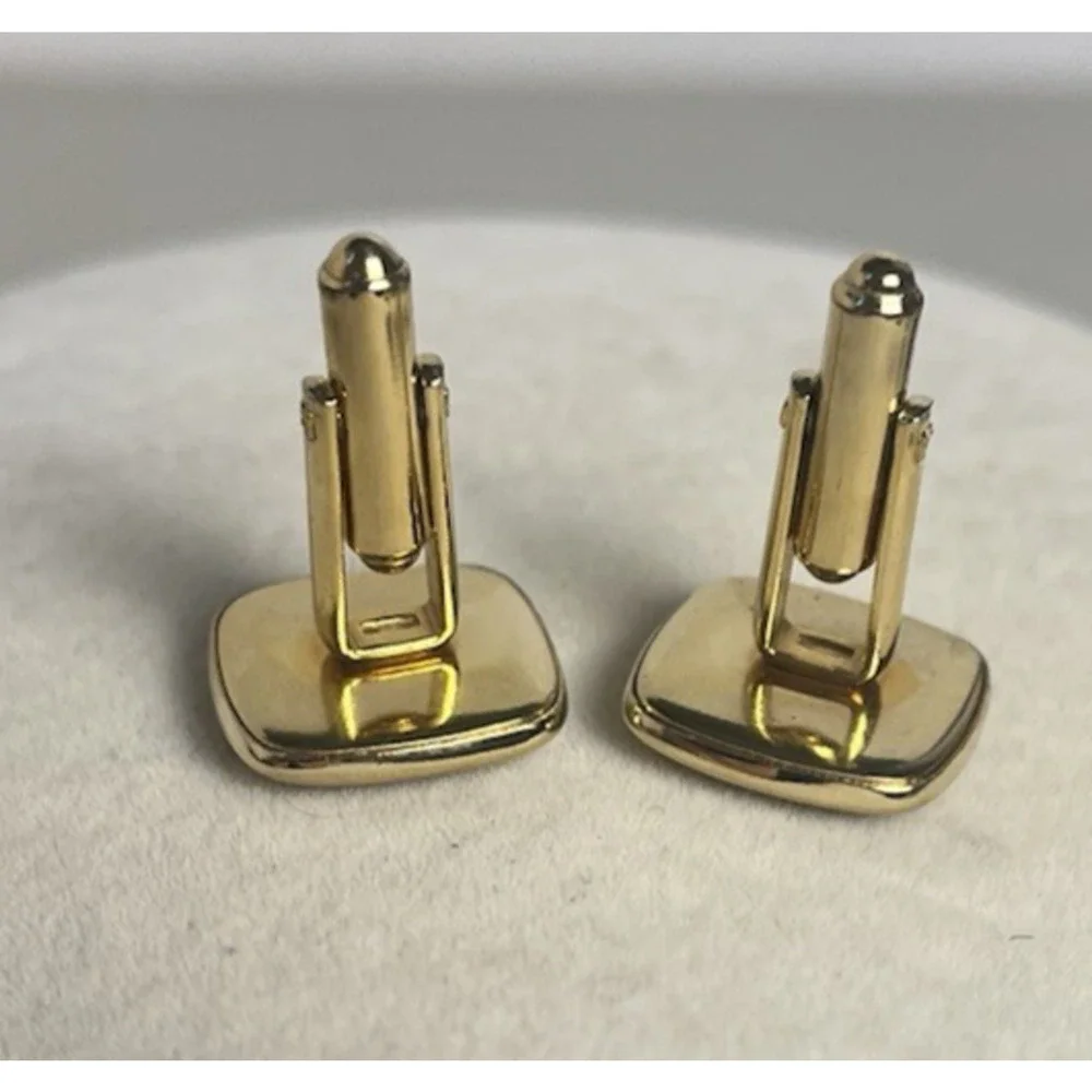 Shriners Cufflinks Red Gold Tone Square Crescent Scimitar Masonic Vintage Retro